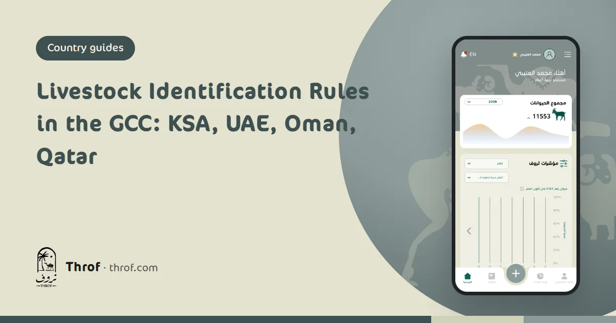 Livestock identification rules in the GCC: a Gulf map with ear tags and a camel microchip — Throf