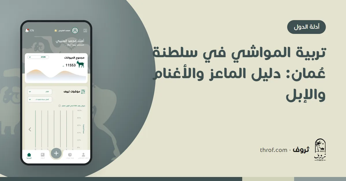 ماعز وإبل على تلال ظفار الخضراء — تربية المواشي في سلطنة عُمان — ثروف